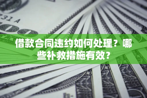 武汉借款合同违约如何处理？哪些补救措施有效？