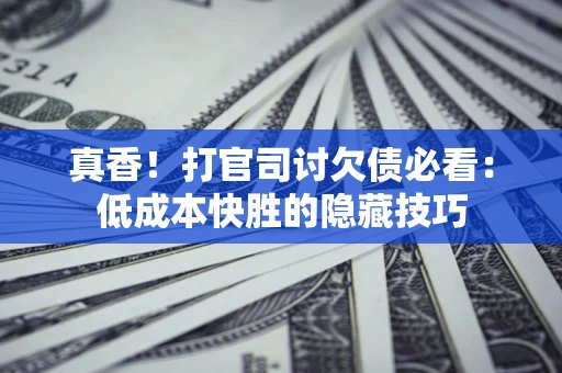 武汉真香！打官司讨欠债必看：低成本快胜的隐藏技巧